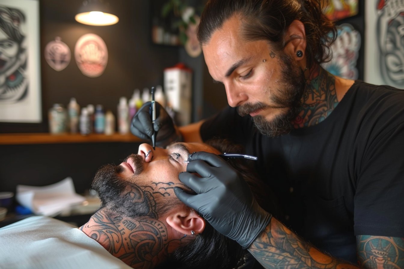 Marc Baer, tatoueur basé à Pontivy (Morbihan) depuis 13 ans, redoute une surpopulation de professionnels du tatouage dans sa région.